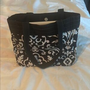 Thirty-One Black and White Damask Tote